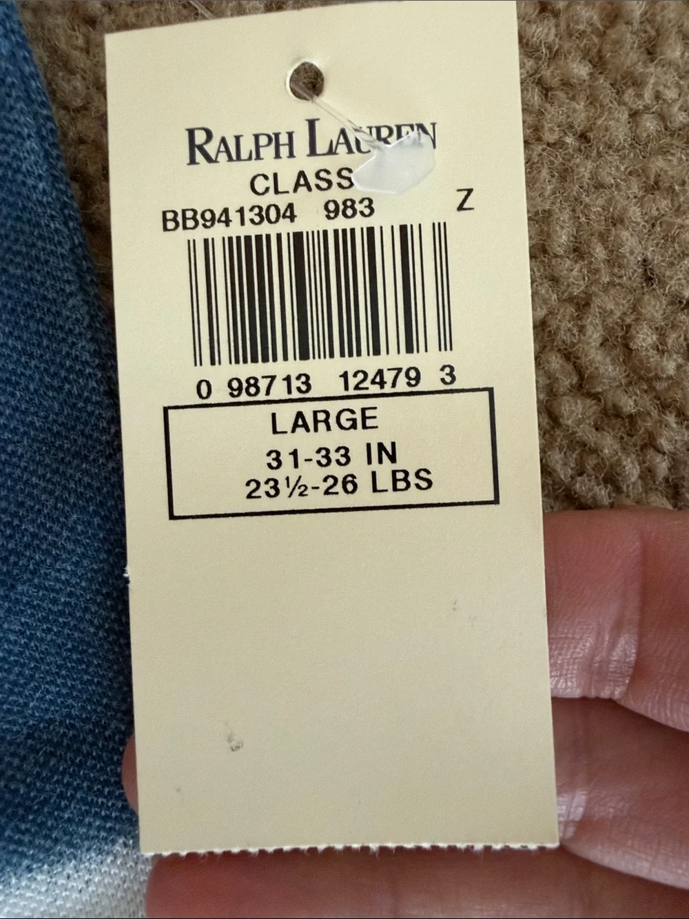 12-18 M Ralph Lauren Boys' Navy & White Striped Polo Shirt